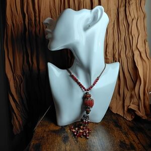 Elegant Red Beaded Necklace